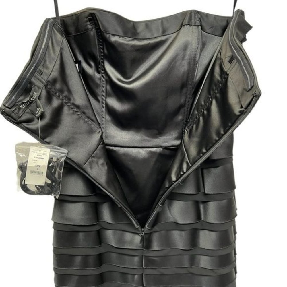 White House Black Market NWT Black Strapless Ribbon Cocktail Dress - Picture 4 of 9